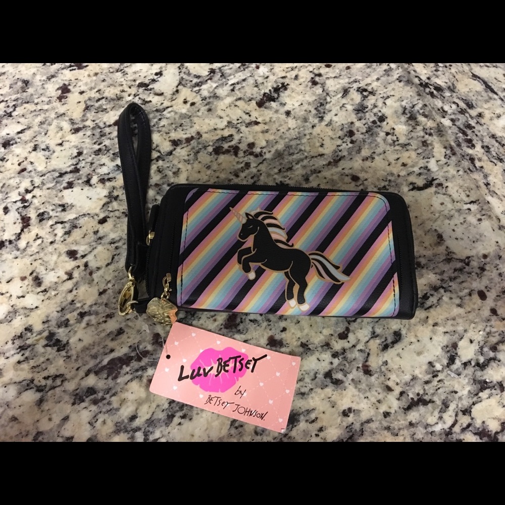 Unicorn Rainbow Double Zip Wristlet Wallet